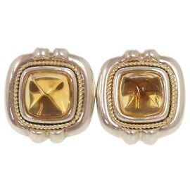 Tiffany & Co. Vintage Citrine Stud Earrings Silvery Orange Yellow