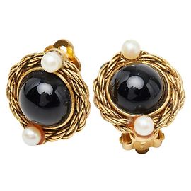 Orecchini a clip Chanel neri e oro Nero D'oro