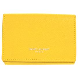 Portefeuille pliable en cuir jaune Yves Saint Laurent Jaune