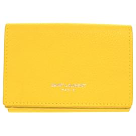 Yves Saint Laurent Yellow Leather Tri-fold Wallet Yellow