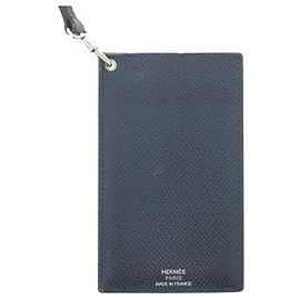 Hermès Hermes Navy Leather Travel Pass Case Navy blue
