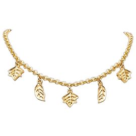 Céline Celine Leaf Motif Chain Necklace Golden