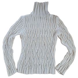 Autre Marque Falconeri Pull en maille de laine crème col roulé Écru