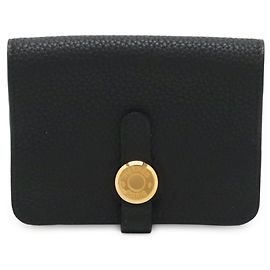 Portafoglio Dogon in pelle Togo nera Hermès Nero