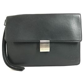 Louis Vuitton Taiga Selenga Bag Black Grey
