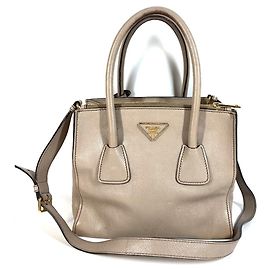 Bolsa 2-Way de couro bege Prada Bege