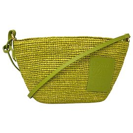 Sac à main Loewe vert en cuir et raffia Vert