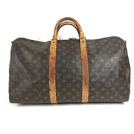 Sac de voyage Louis Vuitton Monogram Keepall Bandoulière 50 Marron