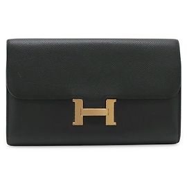 Hermès Hermes Constance Long Flap Wallet Black