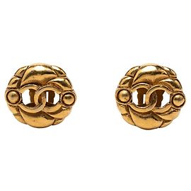 Orecchini tondi vintage Chanel Coco Mark D'oro