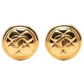 Chanel Coco Mark Matelassé runde Ohrringe Golden