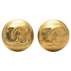 Orecchini a clip rotondi Chanel Coco Mark Vintage D'oro