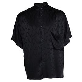 Saint Laurent, Short sleeve satin zig zag shirt Black