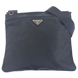 Borsa a tracolla in nylon Prada Tessuto con logo triangle Nero