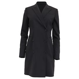 Theory Stretch-Blazerkleid mit Doppelreihung aus schwarzer Wolle Schwarz