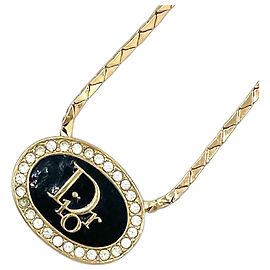 Colar Dior Oval Oblique com strass Dourado Metálico