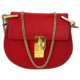 Chloé Bolsa transversal Chloe Mini Drew em pele de cordeiro granulada vermelha Vermelho