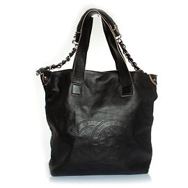Chanel, Sac cabas 2way Deca coco en cuir noir Noir