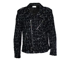 Faith Connexion, Giacca biker in tweed nero Nero