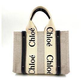 Chloé Chloe Pre-Owned Woody Small Canvas Handbag Brown Beige
