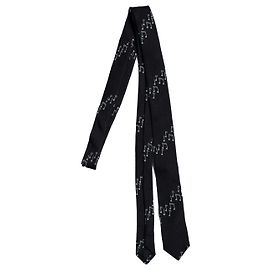 Saint Laurent, thin tie with music note print Black