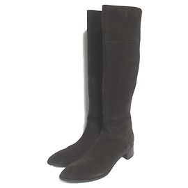 Bottes longues en daim Jil Sander Marron Marron foncé