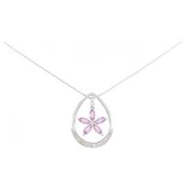 Autre Marque Saphir-Diamant-Halskette Au750 Silber