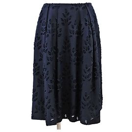 Autre Marque FOXEY Leaf Skirt Velour Jacquard Skirt Blue Navy blue