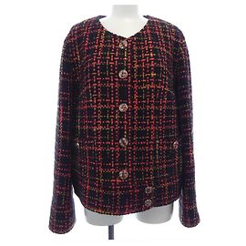 Chanel Cashmere Blend Collarless Jacket Black Red