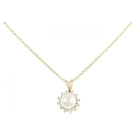 Colar Tiffany & Co. em Au750 com pérolas Akoya e diamantes Dourado