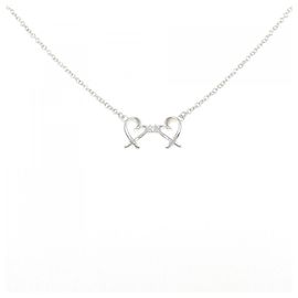 Tiffany & Co Collana Tiffany Double Loving Heart 925 Silver Diamond Argento