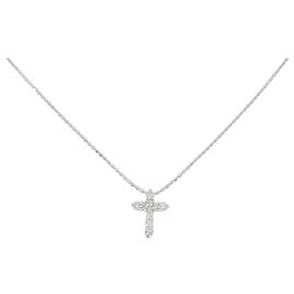 Autre Marque Au750 Cross Diamond Halskette Silber