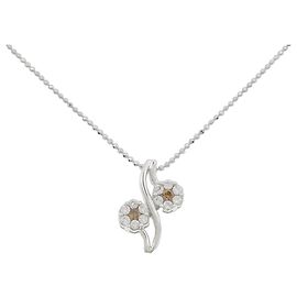 Autre Marque Colar de flor em ouro branco e diamantes Au750 Prata