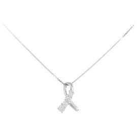 Autre Marque Pt900/Pt850 Diamant-Halskette Silber