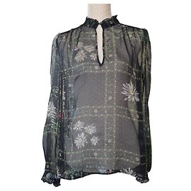 D&G Camicetta in seta a fiori Nero Rosso Verde
