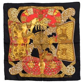 Hermès Sciarpa Hermes Carre 45 ART des STEPPES Nero Multicolore