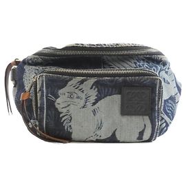 Marsupio in denim e pelle Loewe Nero Blu