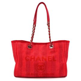 Borsa Tote con Catena Chanel Deauville MM Rosso