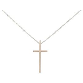Tiffany & Co Tiffany Cross Necklace in Pink Gold Golden