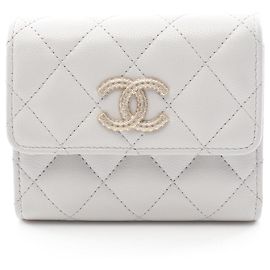 Cartera tríptico matelassé gris Chanel Castaño