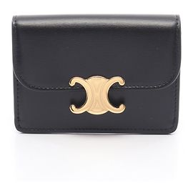 Céline Tarjetero de piel Celine Triomphe Negro