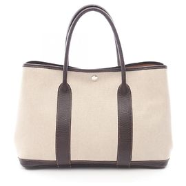 Hermès Sac cabas Hermes Garden Party PM Ecru Ebene Marron Écru