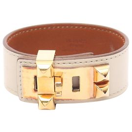 Hermès Hermes Collier de Chien 24 Bangle Accessoire Doré Écru