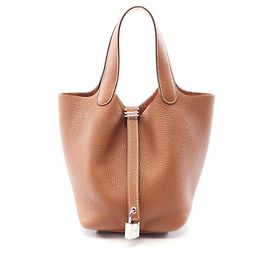 Hermès Sac à main Hermes Picotin Lock PM Marron Écru