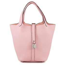 Hermès Bolsa Hermes Picotin Lock PM na cor Rose Sakura Rosa