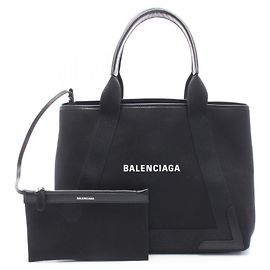Balenciaga Black Navy Cabas Tote Bag Black