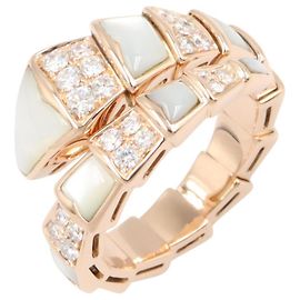 Bulgari Anillo Serpenti de nácar y diamante Blanco Dorado Otro