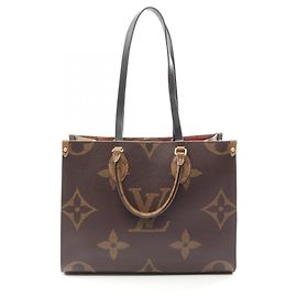 Borsa Tote 2-Way Louis Vuitton OnTheGo MM Monogram Giant Reverse Marrone Beige