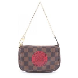 Louis Vuitton Mini Pochette Accessoires Marrone Rosso Damier ebene