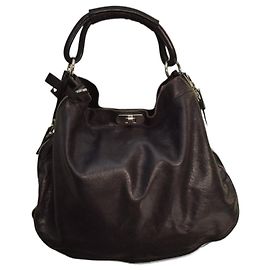 Marni Sac Hobo Zip Around - Cuir Craquelé Noir Noir